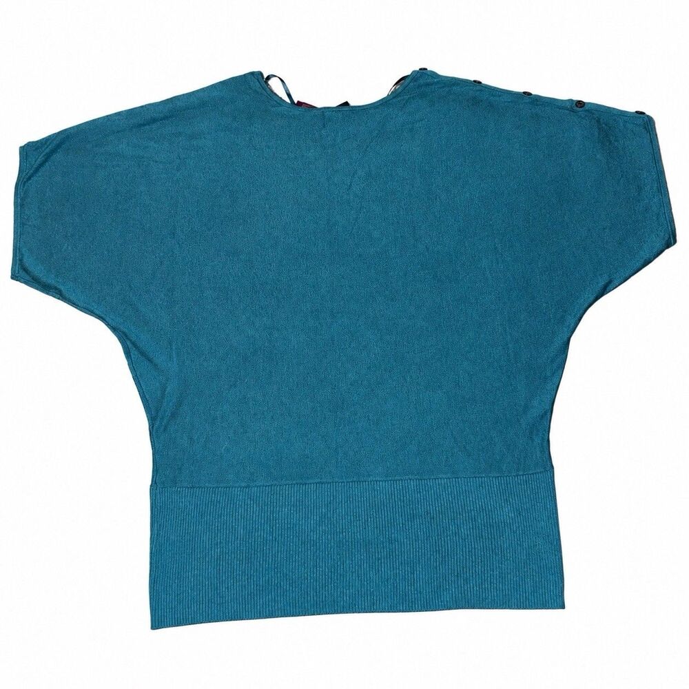 Lane Bryant 22/24 Teal Dolman Knit Sweater Top NWT Button Shoulder Plus - Picture 3 of 6